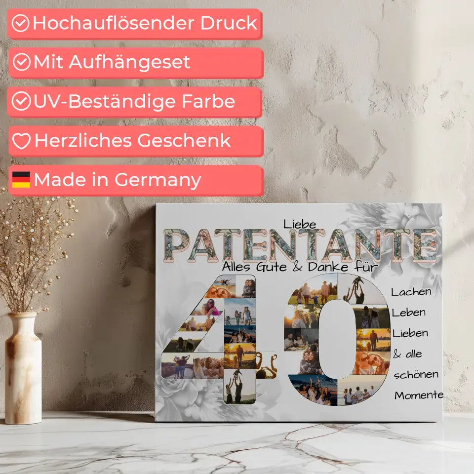 Leinwand Fotocollage 40 Geburtstag für Patentante Schöne Momente 8