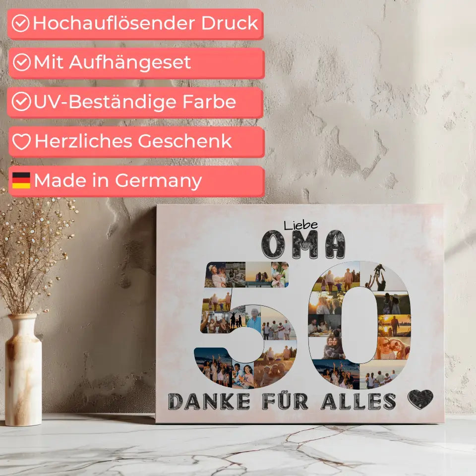 50 Geburtstag Oma Geschenk Personalisierte Leinwand 8