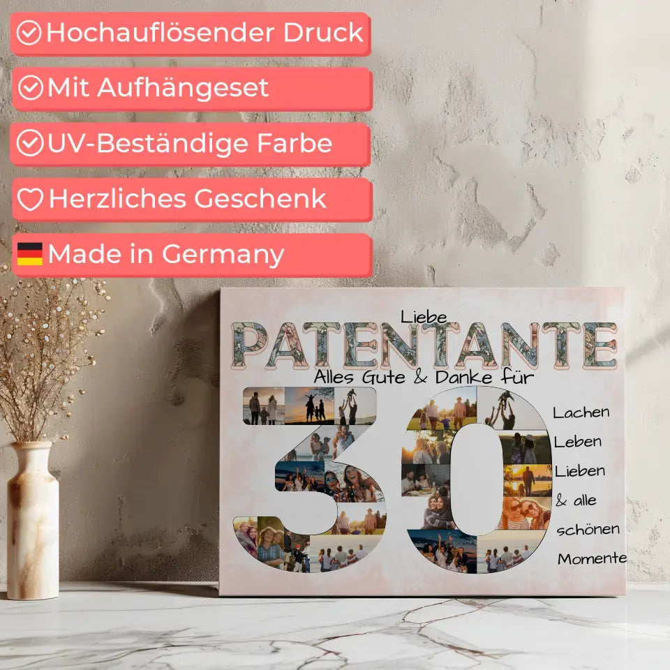 Patentante Fotocollage Leinwand zum 30 Geburtstag mit Fotos 8