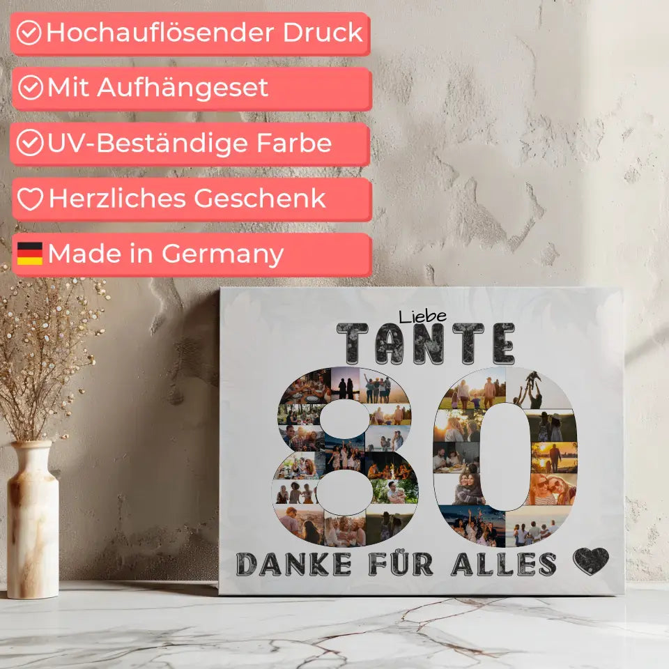 80 Geburtstag Tante Geschenk Personalisierte Leinwand 8