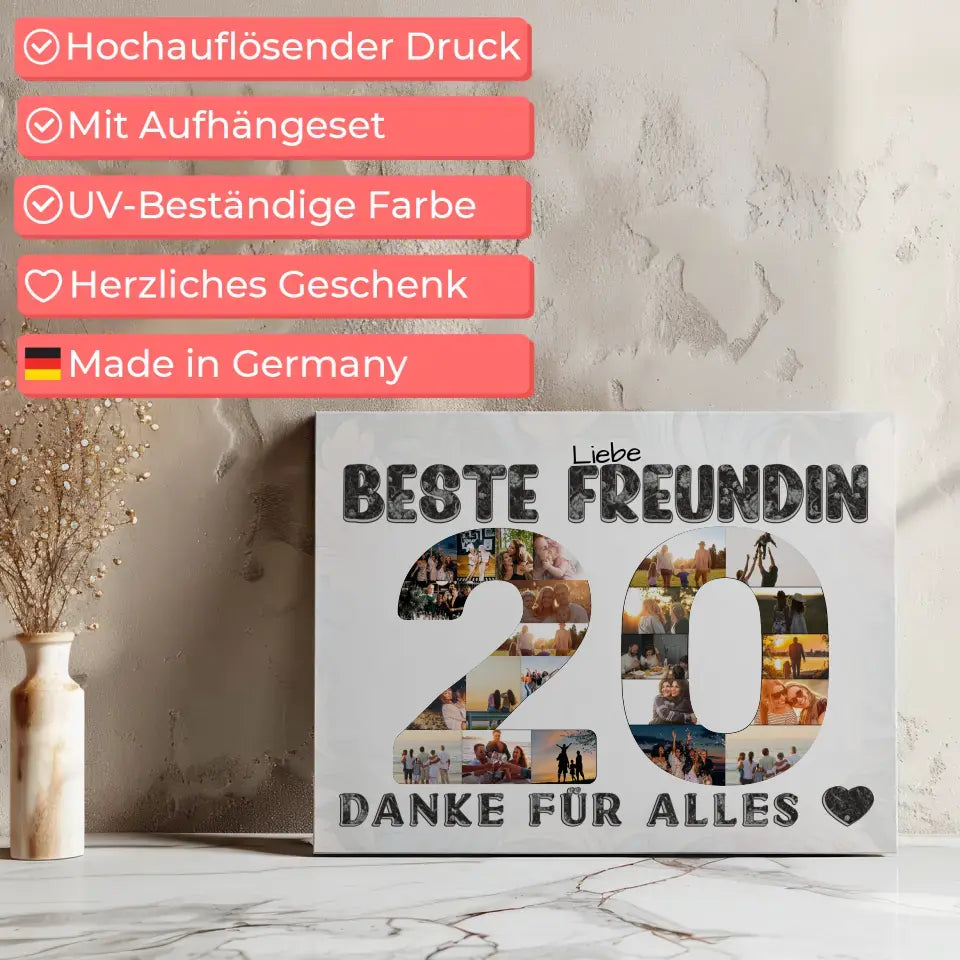 20 Geburtstag Leinwand personalisiert Danke für Alles für 8