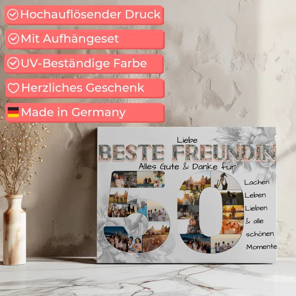 Leinwand Fotocollage 50 Geburtstag für Beste Freundin Alles Gute 8