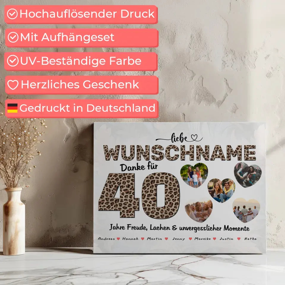 Personalisierte Leinwand 40 Geburstag Schwester 5 Fotos 7