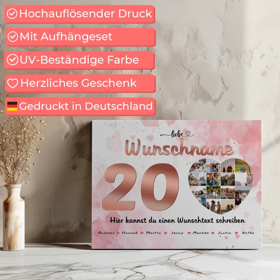 Patentante Leinwand personalisiert für 20 Geburstag Alles Liebe & Gute 7