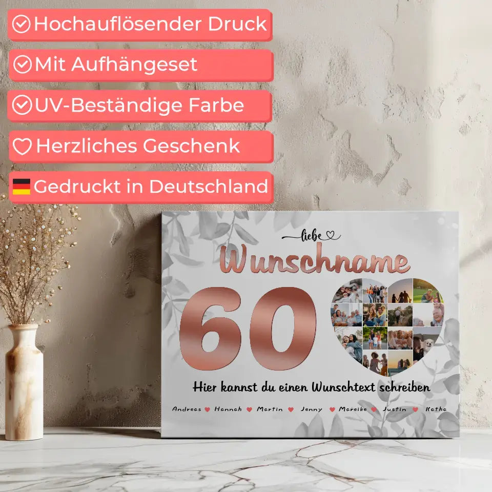 Personalisierte Patentante Poster 60 Geburstag Fotocollage Schwarz Weiß 7