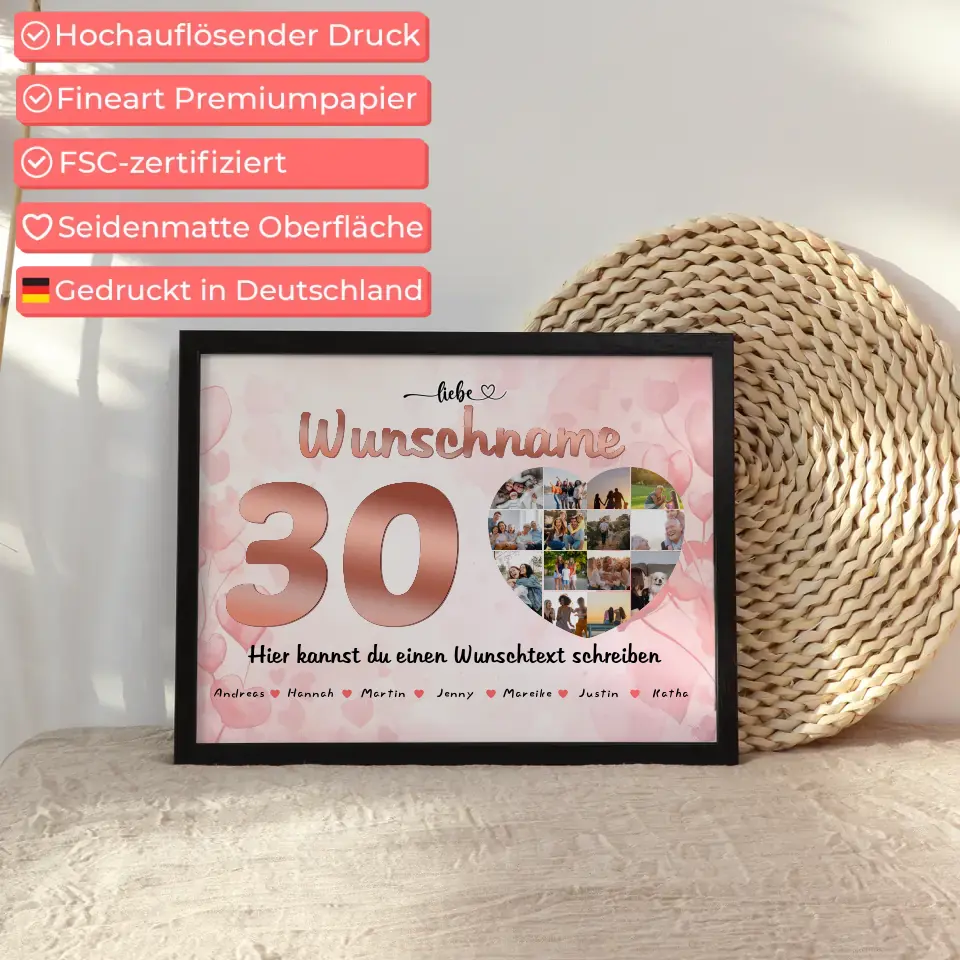Fotocollage personalisiert für Patentante zum 30 Geburstag Mit Namen