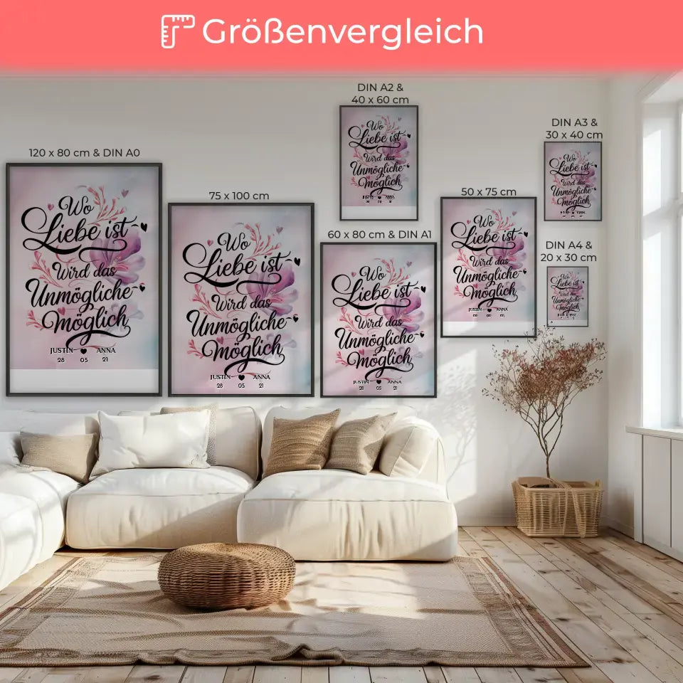 Liebes Poster Wo Liebe Ist Wird Das Unmögliche Möglich Personalisiert