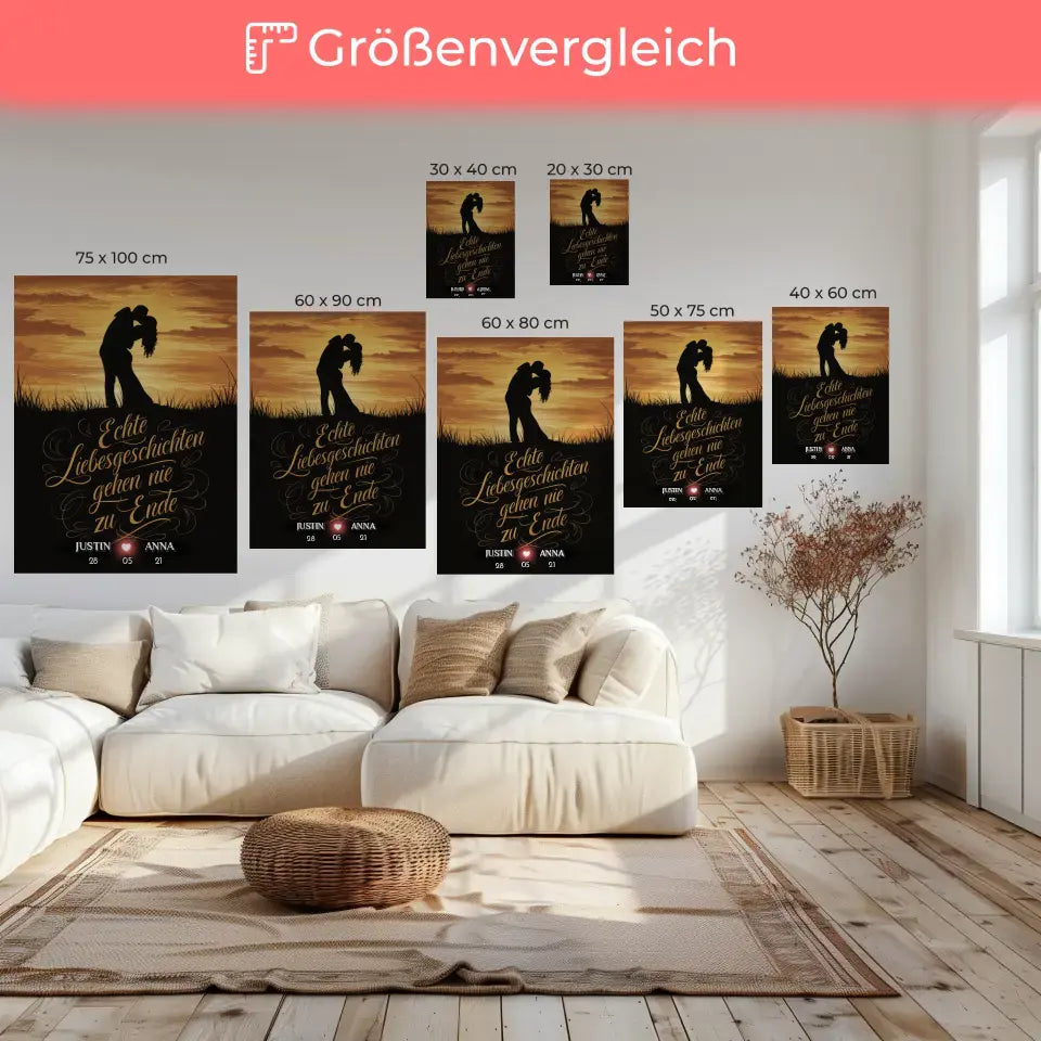 Leinwand für Paare personalisiert Echte Liebesgeschichten Geschenk 6