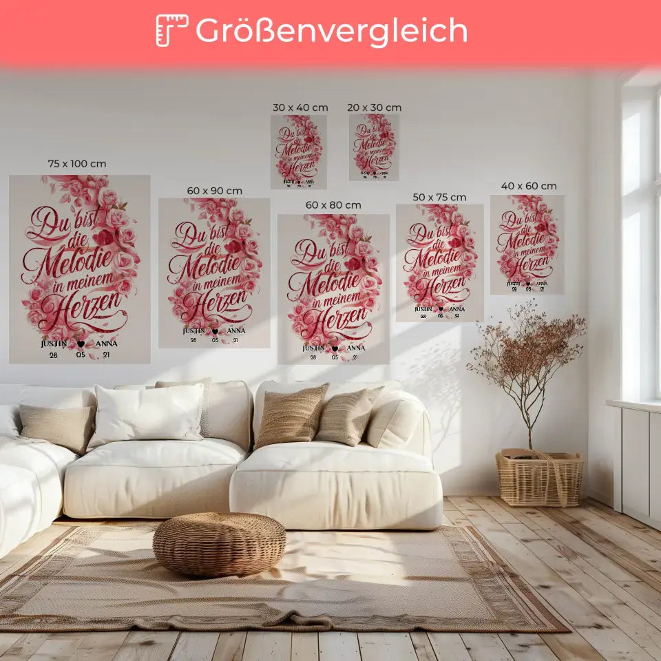 Personalisierte Leinwand Paar Du Bist Die Melodie In Meinem Herzen 6