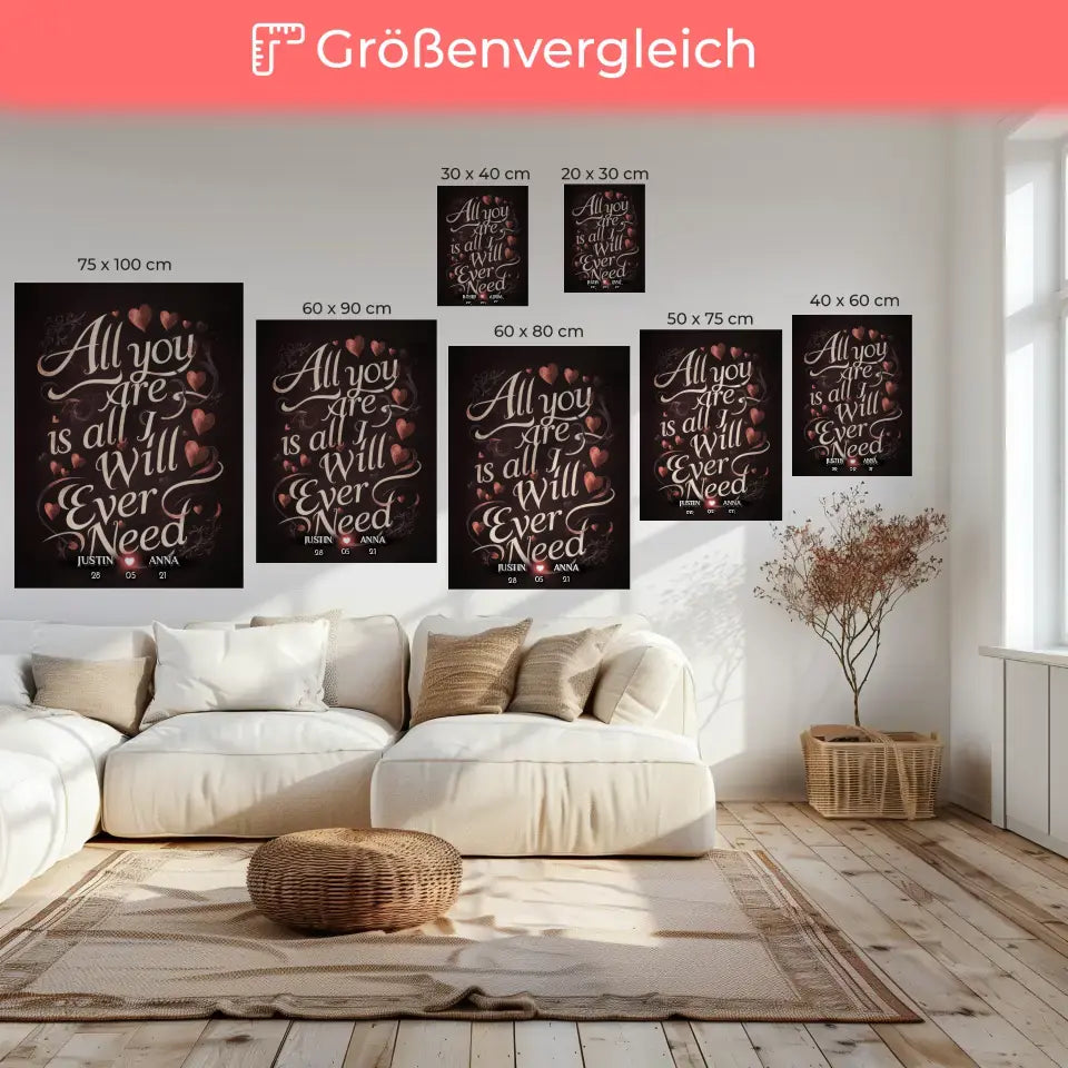 Personalisierte Leinwand für Paare All You Are Is All I Will Ever Need 6