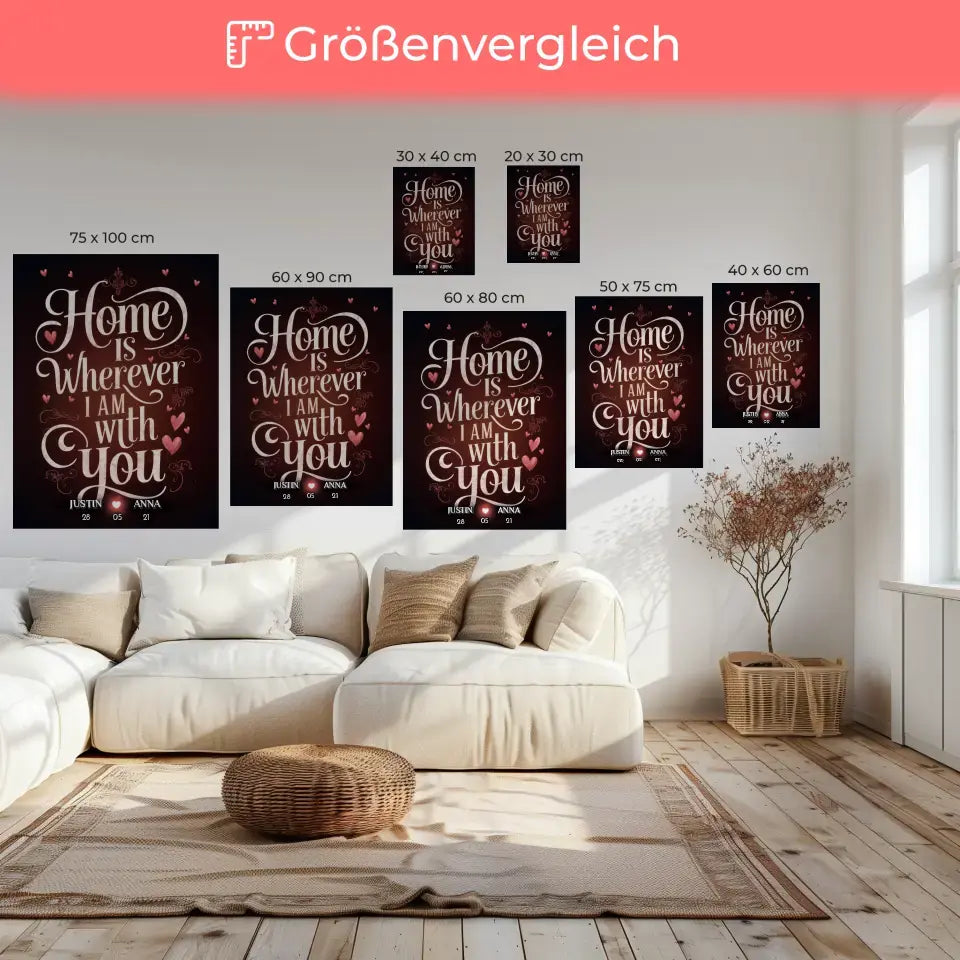 Leinwand für Freundin Home Is Wherever I Am With You personalisiert 6