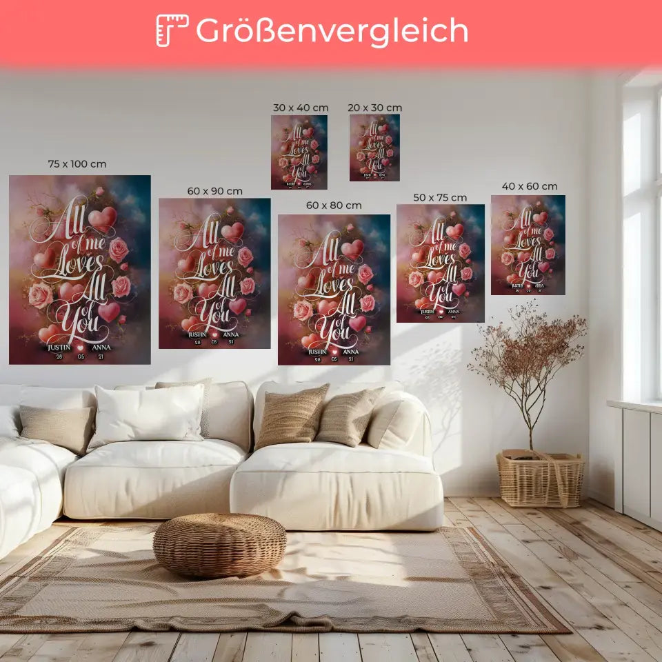 Personalisierte Leinwand Paar All Of Me Loves All Of You Liebe 6