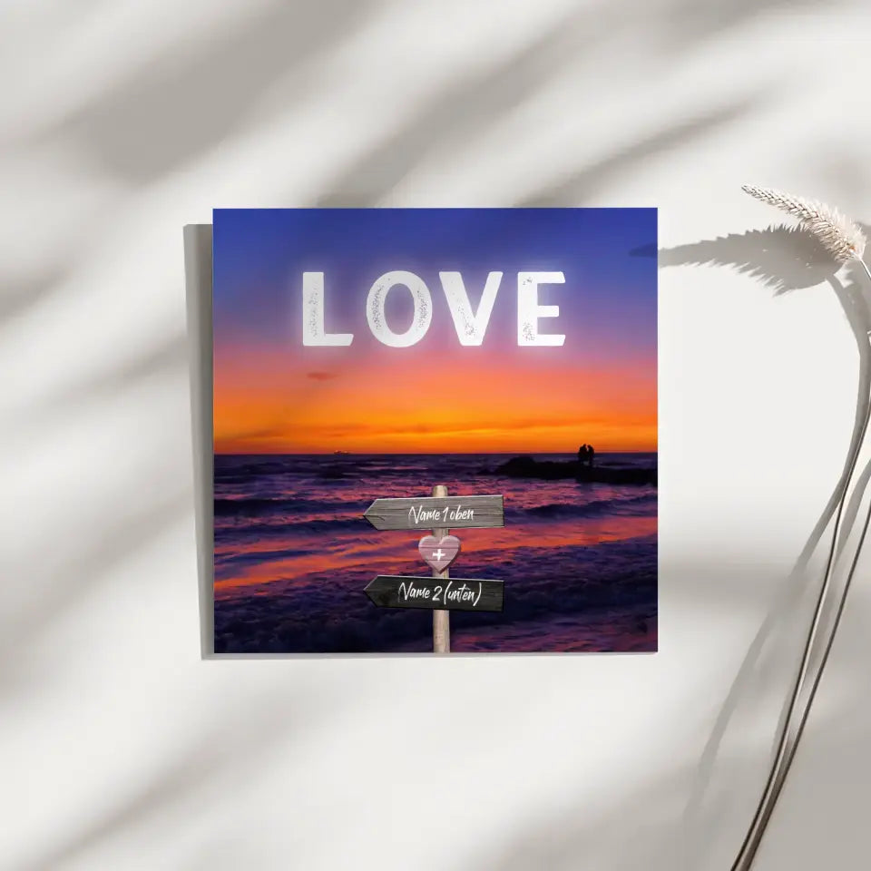 Fotoboard Wegweiser Sonnenuntergang Fotokachel Mit Namen