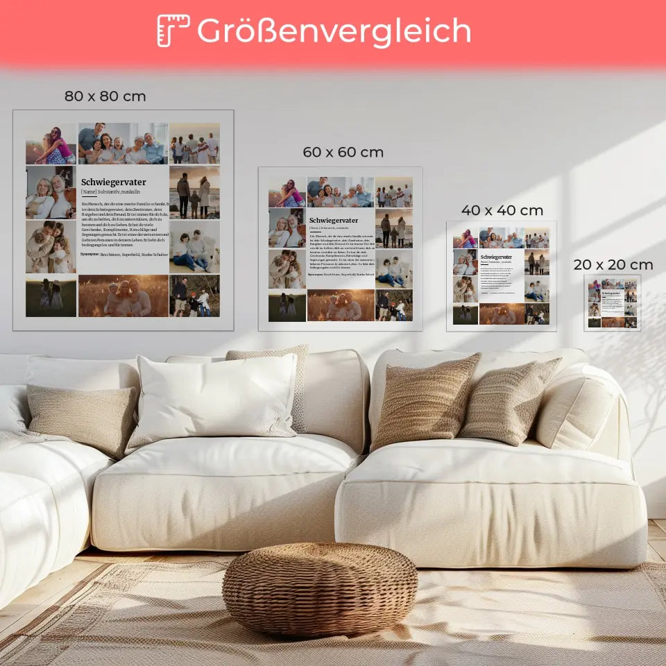 Foto Leinwand personalisiert Definition Schwiegervater mit 10 Fotos