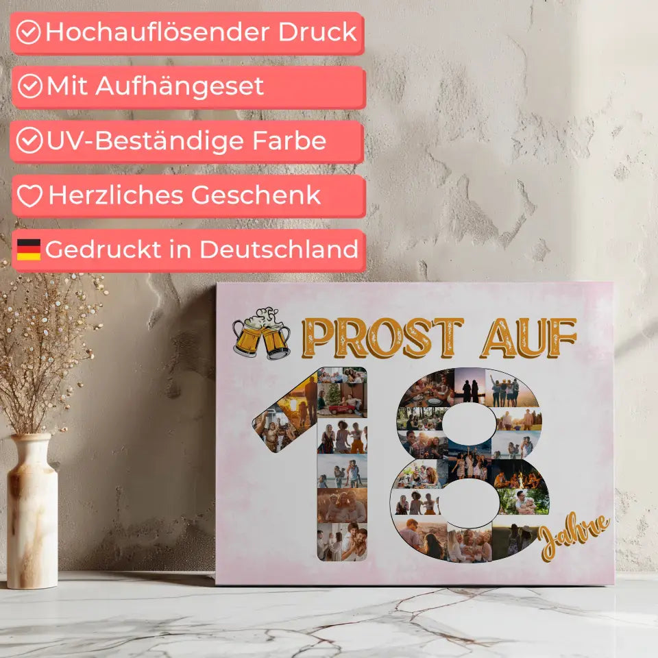 Leinwand Geschenk zum Prost Auf 18 Geburtstag Für Männer Bier 7