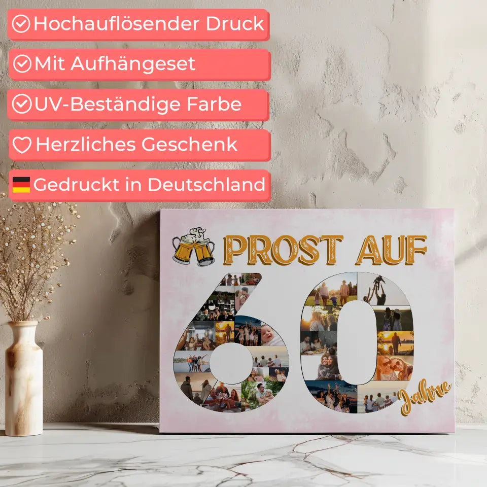 Geburtstags Leinwand personalisiert Prost Auf 60 Geburtstag FĂŒr MĂ€nner Bier 7