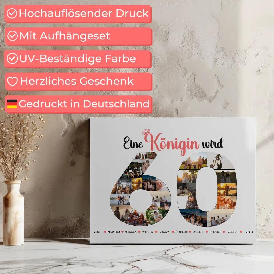 Leinwand als Geschenkidee Königin wird 60 Geburtstag mit Fotos 7