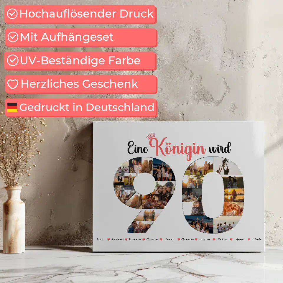 Leinwand Königin wird 90 Geburtstag mit Fotos Personalisiert 7