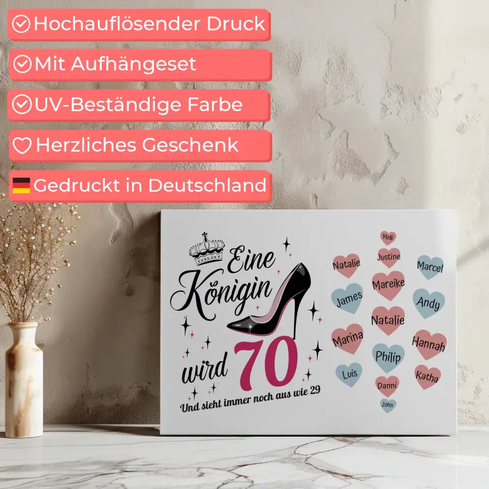 Leinwand personalisiert Königin wird 70 Geburtstag mit 19 Namen 7