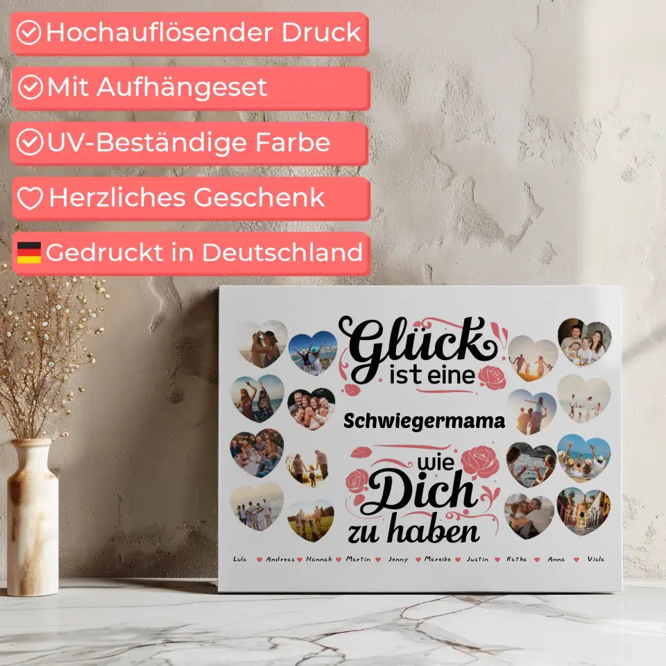 Personalisierte Leinwand Glück ist eine Schwiegermama wie du Geburtstag 7