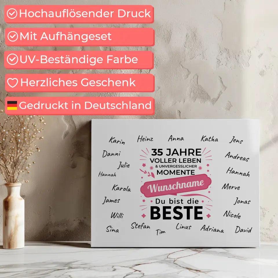 Eigenes Design Leinwand 35 Geburtstag Jahre voller Leben mit Unterschriften 7
