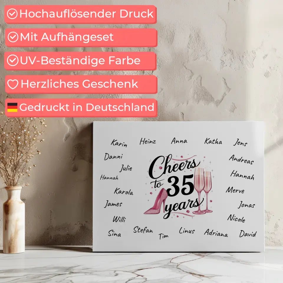 Geschenk Leinwand personalisiert Gästebuch 35 Geburtstag mit Unterschriften 7