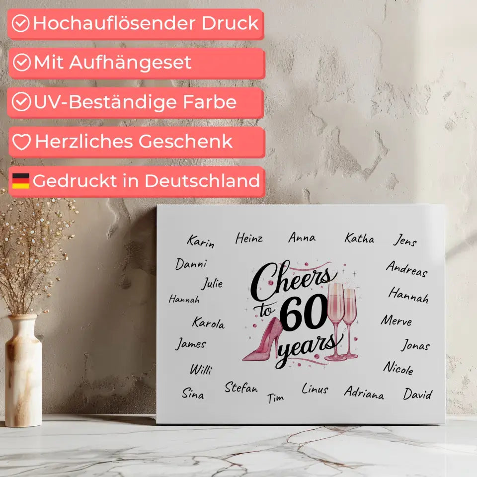 Individuelles Leinwand Gästebuch 60 Geburtstag mit Unterschriften 7