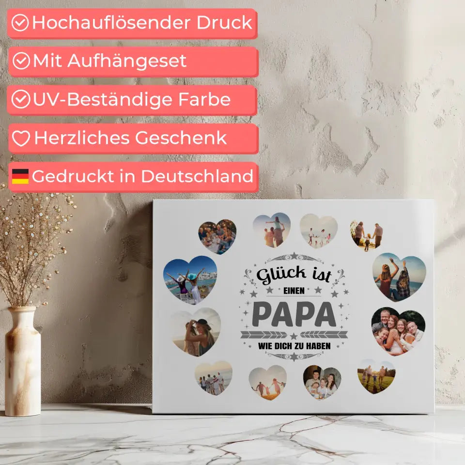 Leinwand Glück ist Papa wie Du mit 12 Fotos Personalisiert 7