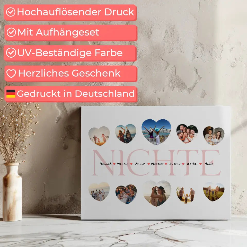Geschenk Leinwand individuell Nichte Geschenk Liebe mit Namen und Fotos 7
