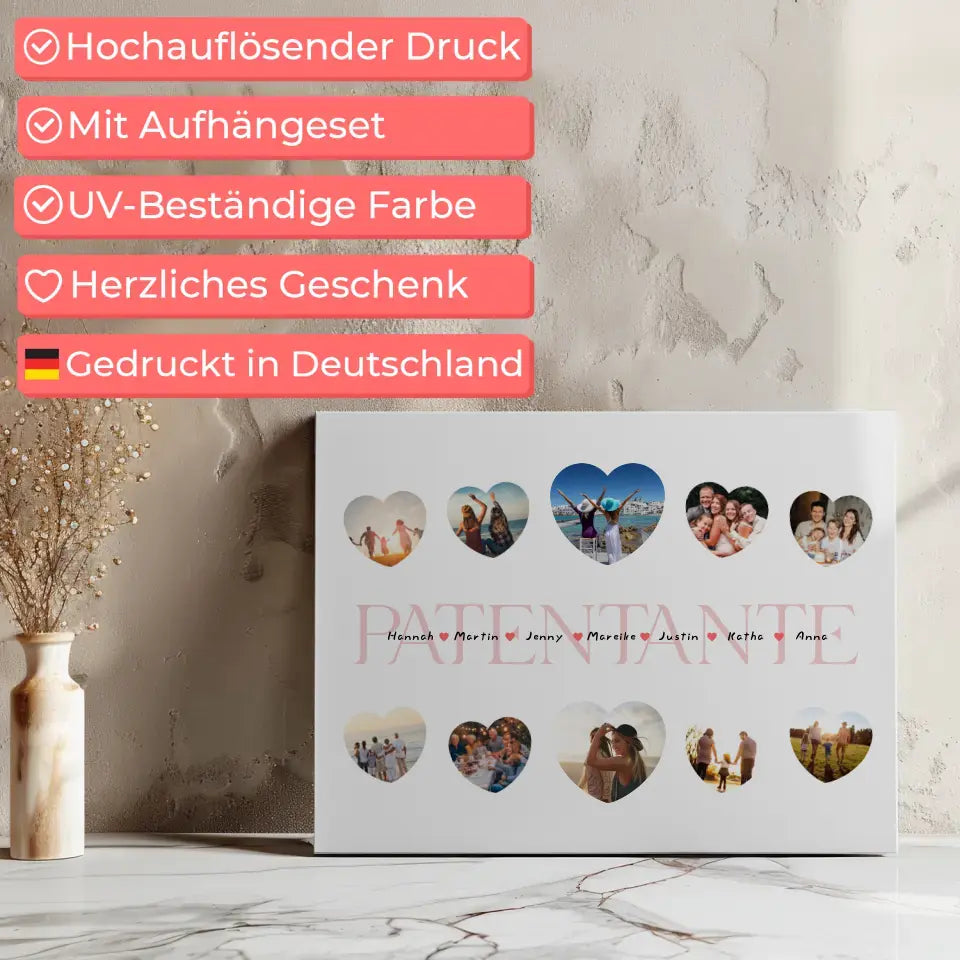 Leinwand als Geschenkidee Patentante Geschenk Liebe mit Namen und Fotos 7