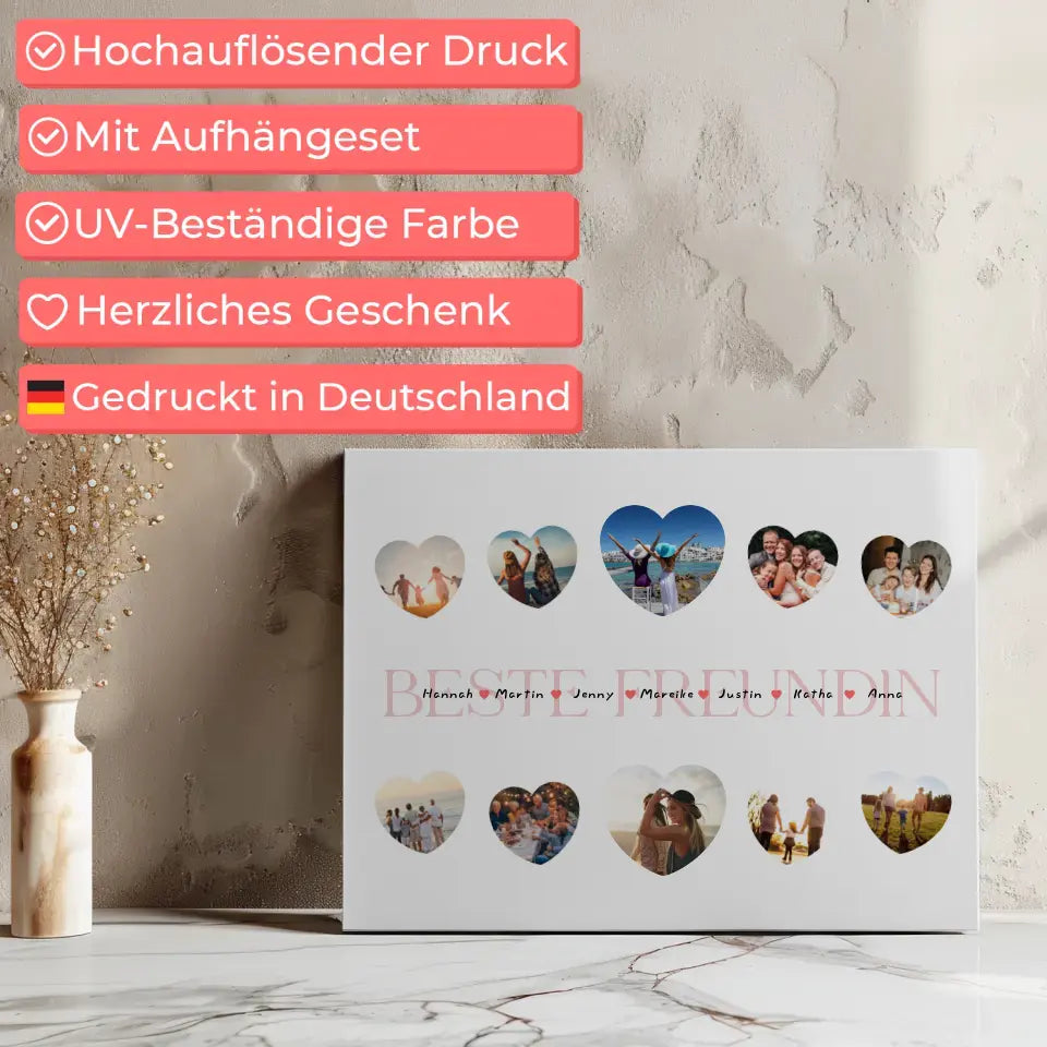 Leinwand Geschenk Beste Freundin Geschenk Liebe mit Namen und Fotos 7