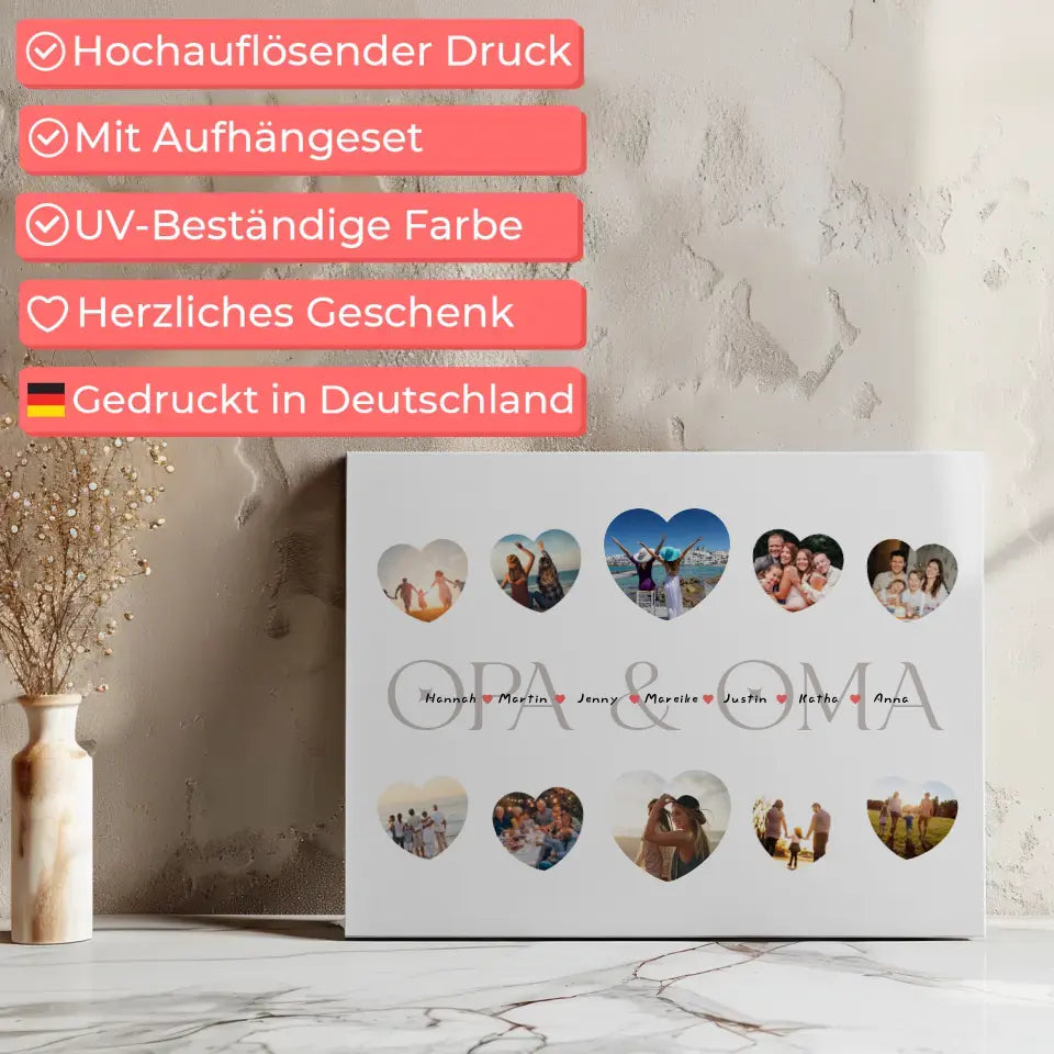 Leinwand Geschenk Opa & Oma Geschenk Liebe mit Namen und Fotos 7