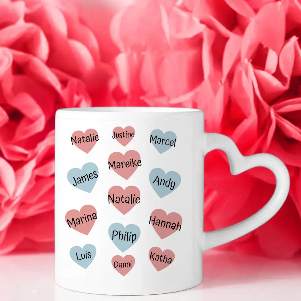 Personalisierte Tasse Schöne Definition Schwester mit Namen auf Herzen