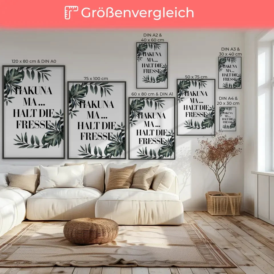 Bunte Schilder am Strand Poster mit Slogans für gute Laune