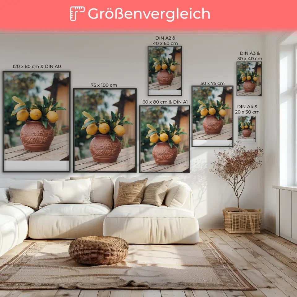 Boho Poster mit Erdkugel in Grün und Rot für ansprechende Wanddekoration
