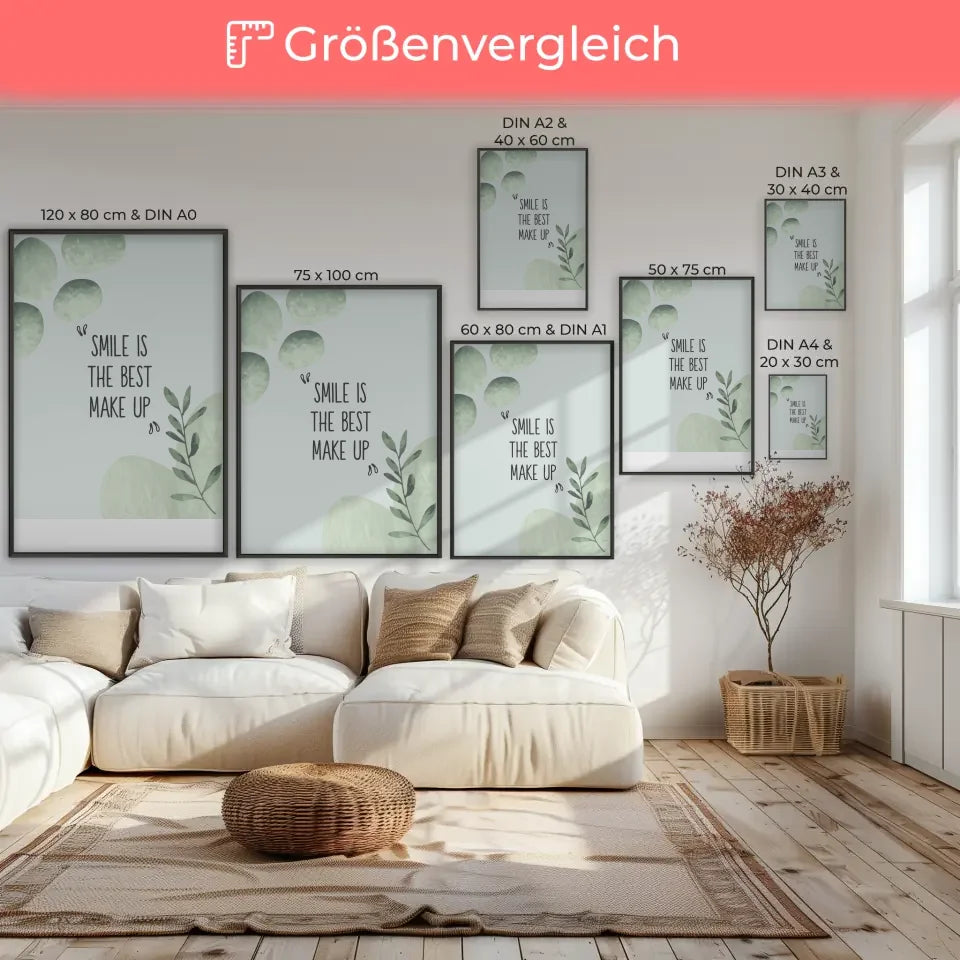Beruhigendes Poster mit Blumen und Zitat für mehr Selbstvertrauen