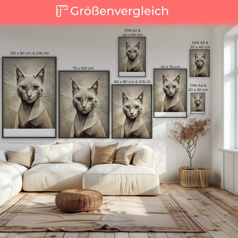 Kreatives Katzenporträt Poster für stilvolle Raumgestaltung
