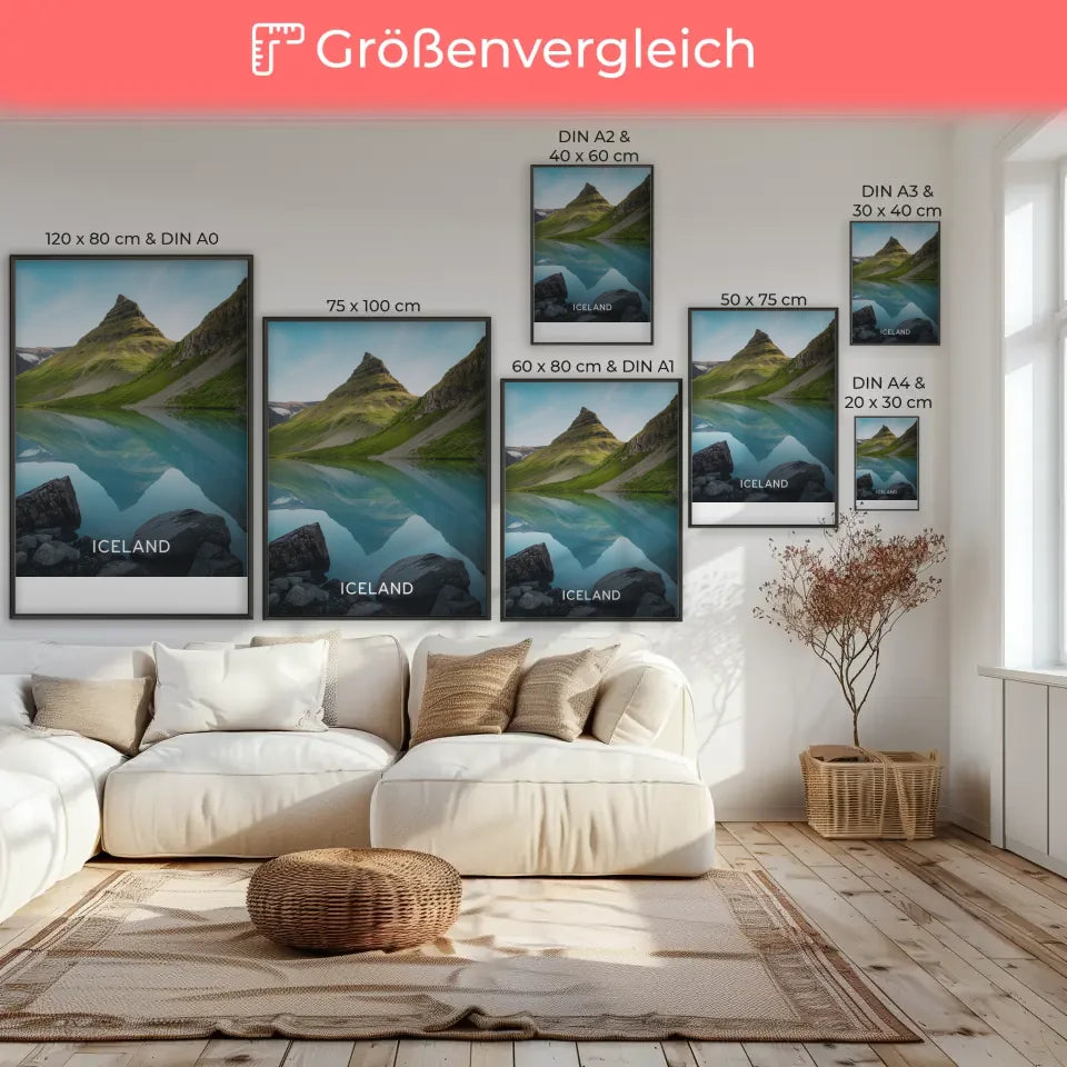 Poster mit Moin Design in Blau Minimalistisch und Elegant Dekorativ