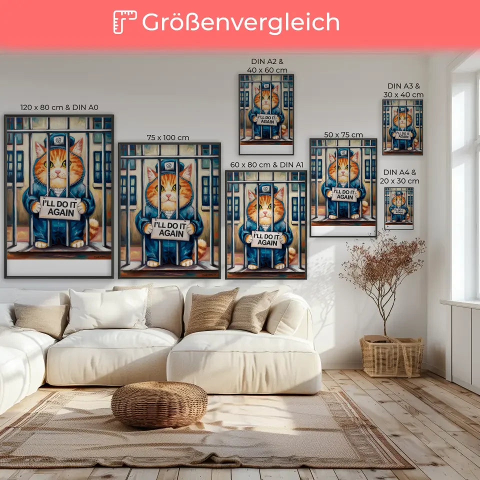 Mystische Feuerkatze Poster in leuchtenden Farben für magisches Ambiente