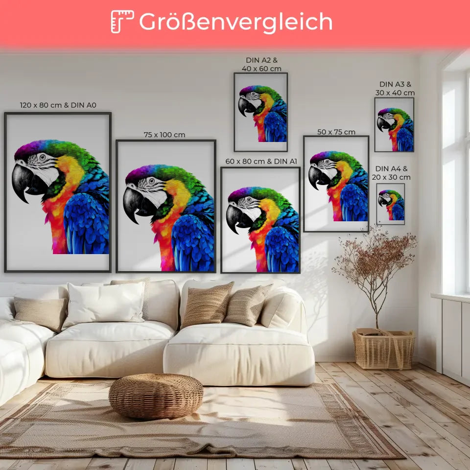 Regenbogen Papagei Poster Minimalistische Kunst fĂŒr lebendige RĂ€ume