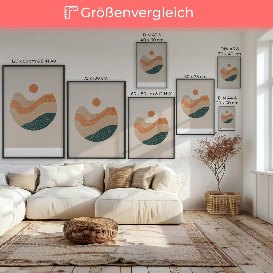 Minimales Poster mit kreisförmiger Kunst in sanften Farben