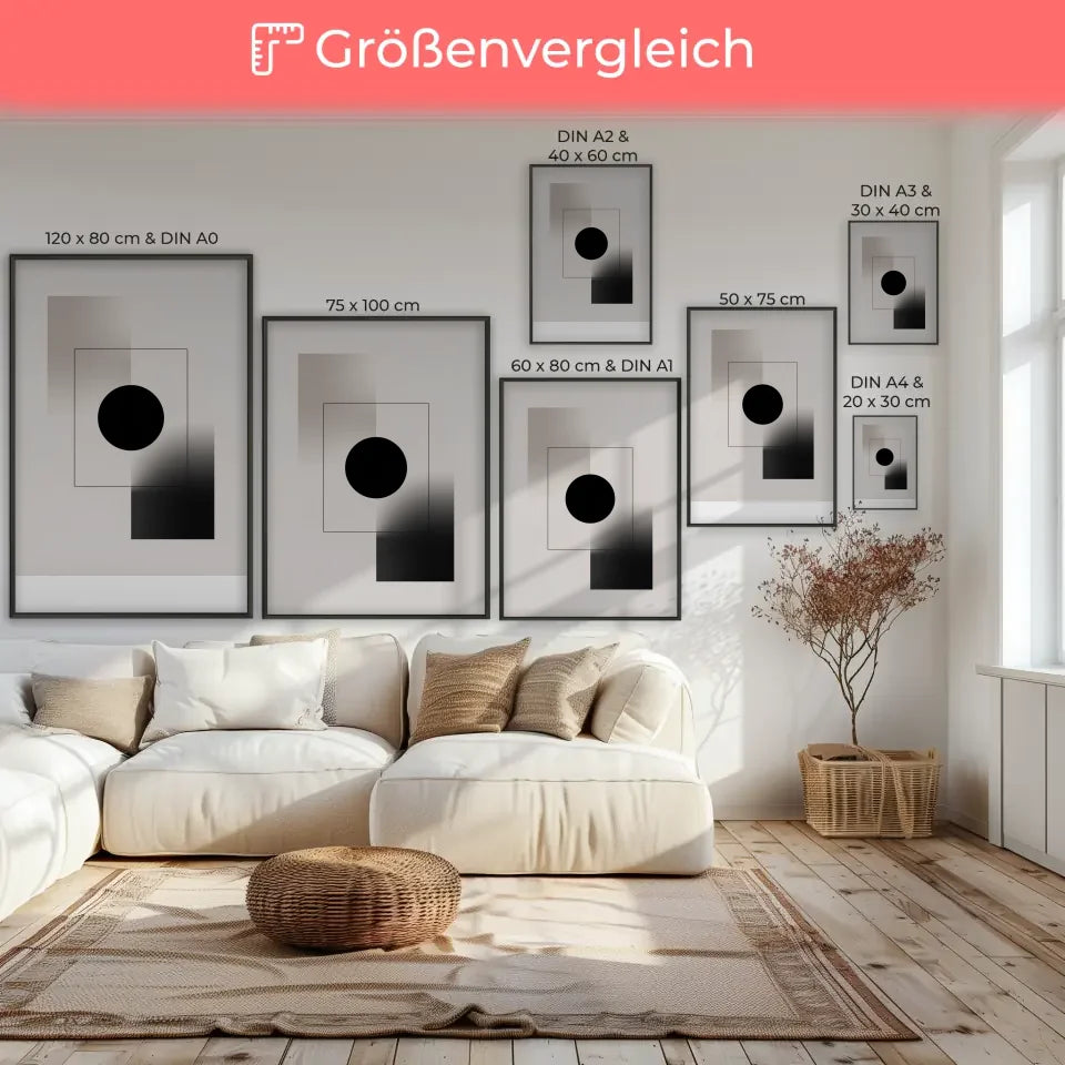 Geometrisches Kunst Poster mit minimalistischen Formen und Farbverlauf