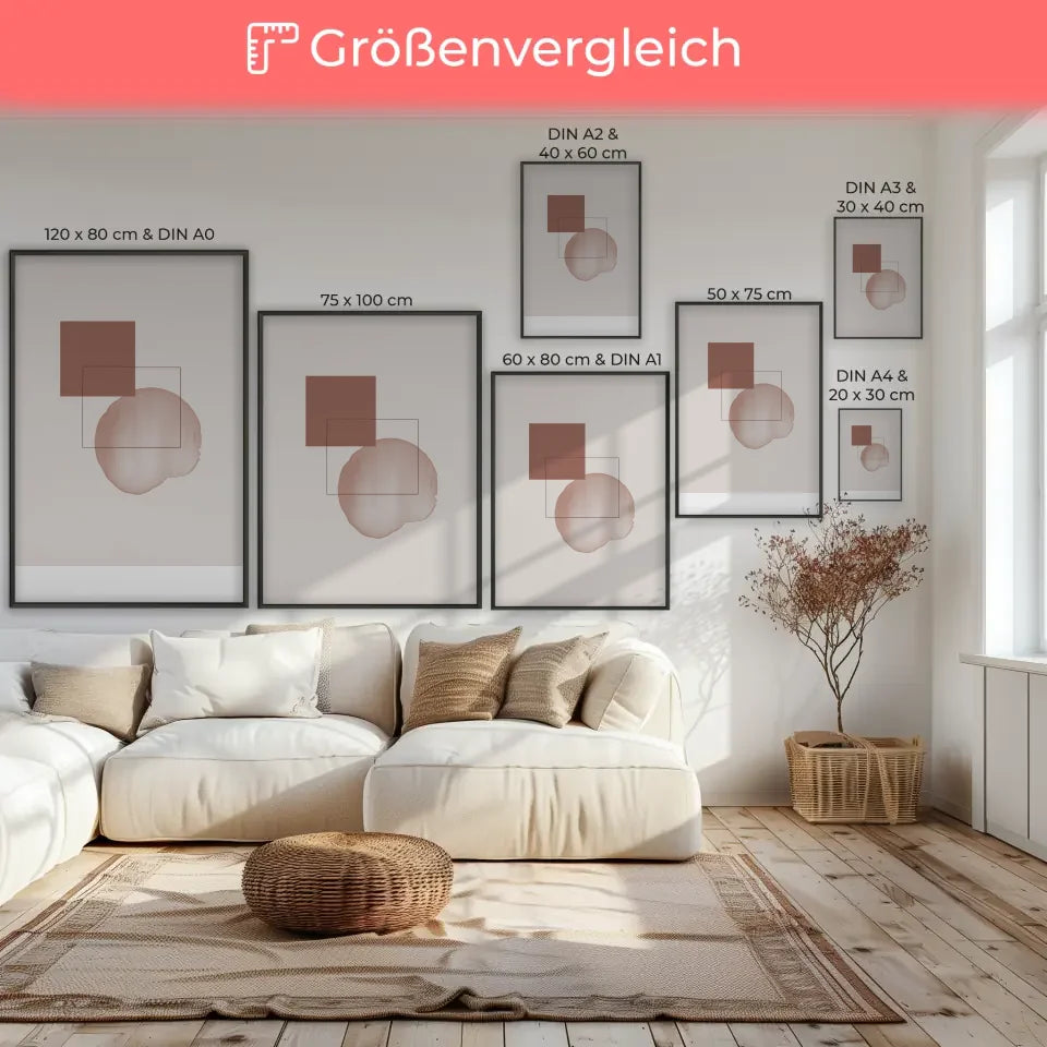 Minimalistisches Poster mit geometrischen Formen in Beige gestalten