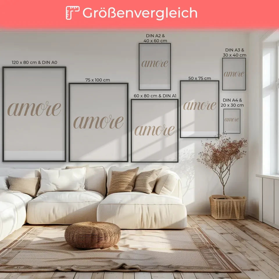 Minimalistischer AMORE Poster für stilvolle Inneneinrichtung