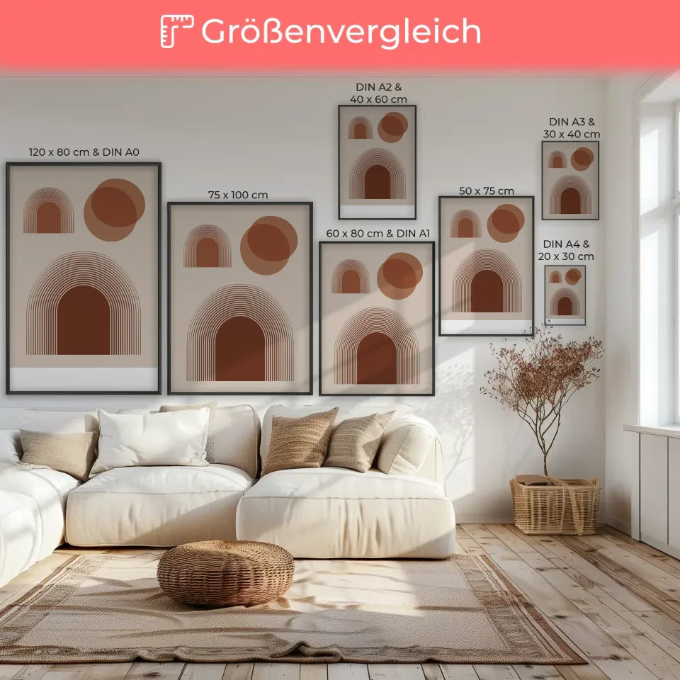 Abstraktes Poster mit fließenden Formen und goldenen Pastellakzenten 7