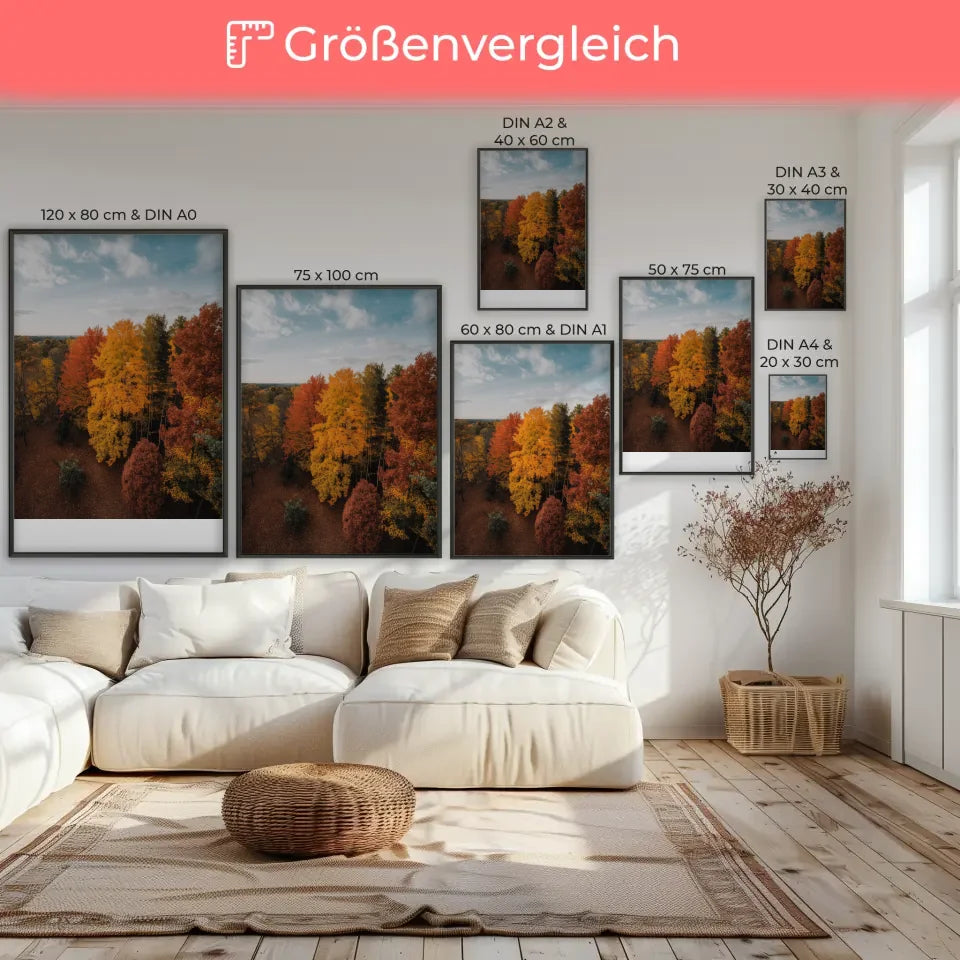 Blühender Baum mit weißen Blüten auf grüner Wiese – Dekoratives Poster 7