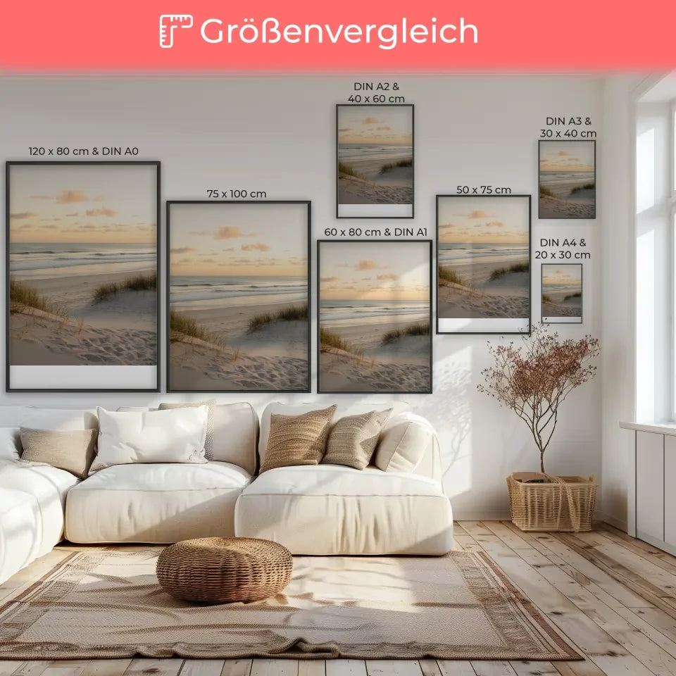 Idyllisches Strandszenen-Poster mit Muschel und sanften Farben 7