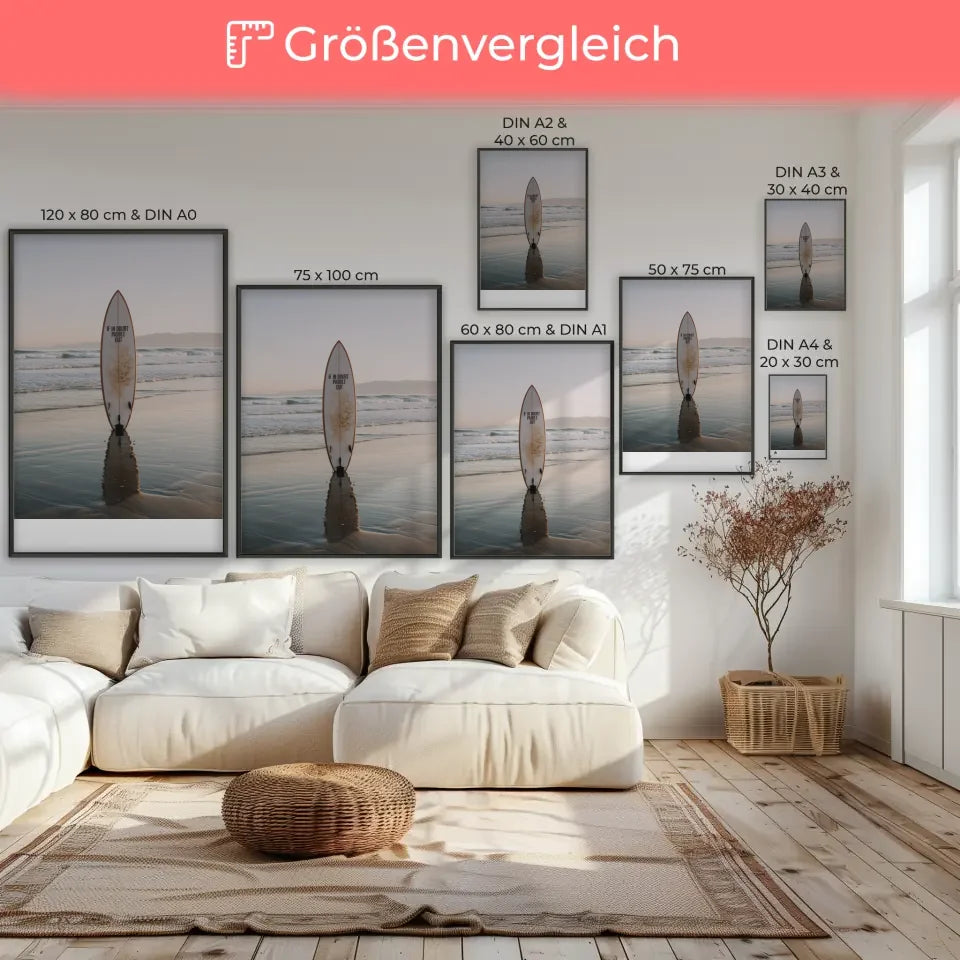 Beruhigender Poster mit Strandmotiv, Palmen und blauem Himmel 7