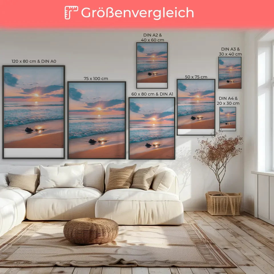 Ruhige Landschaft: Hügel, Berge und See in Gold, Blau, Rosa und Beige 7