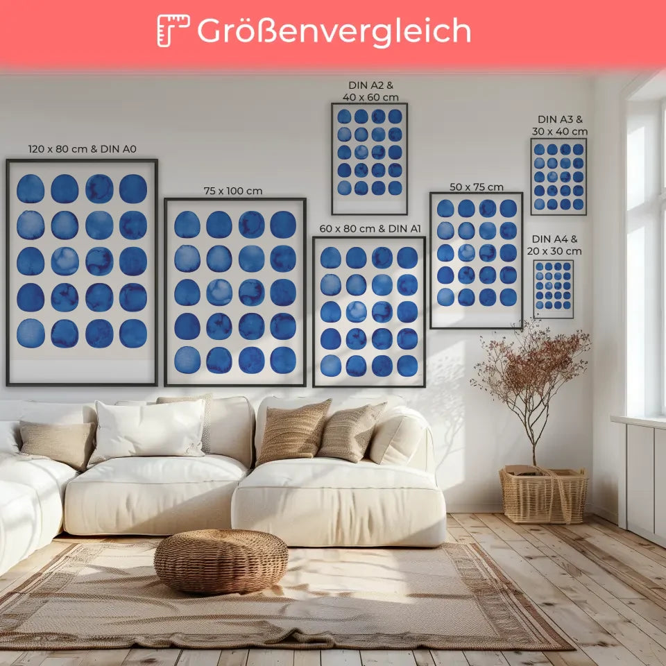 Modernes Wandposter mit blauen Halbkreisen – Kreative Dekoration 7